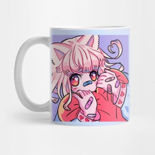 Valentine Cat Girl with Heart Mug